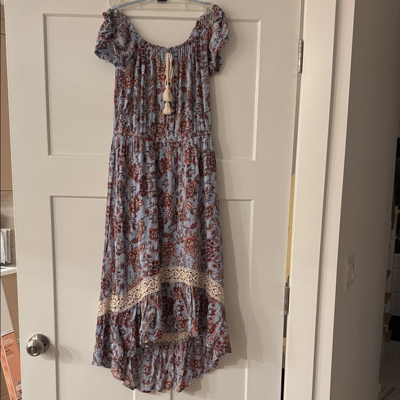 Dresses & Skirts - Boho Tassel Maxi Dress in Light Blue Floral
